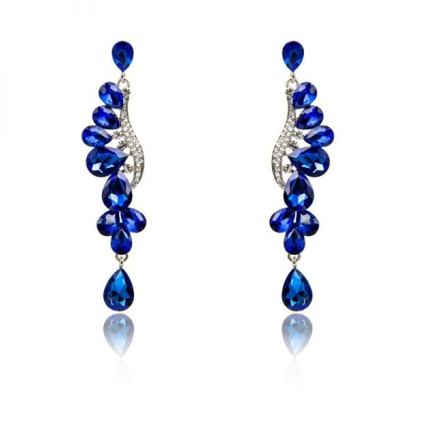 Pear Shape Blue Tanzanite & Diamond Earrings